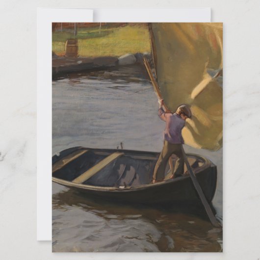 Carte Garçon en voilier sur la rivière (Devant)