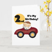 Carte Garçon en voiture rouge 2e Anniversaire Tshirts et (Fleur jaune)
