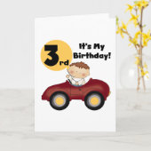 Carte Garçon en voiture rouge 3e anniversaire T-shirts e (Fleur jaune)