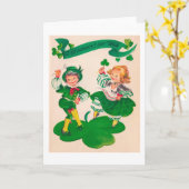 Carte Garçon et fille de la Saint-Patrick, Vintage (Fleur jaune)