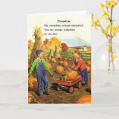 Carte Garçon et fille vintage avec Citrouille (Fleur jaune)