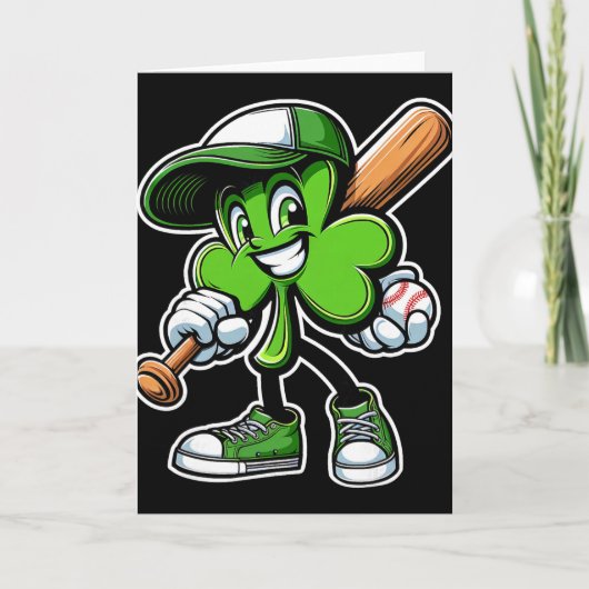 Carte Garçon Fille Baseball Trèfle Dabbing Saint Patrick (Devant)