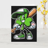 Carte Garçon Fille Baseball Trèfle Dabbing Saint Patrick (Fleur jaune)