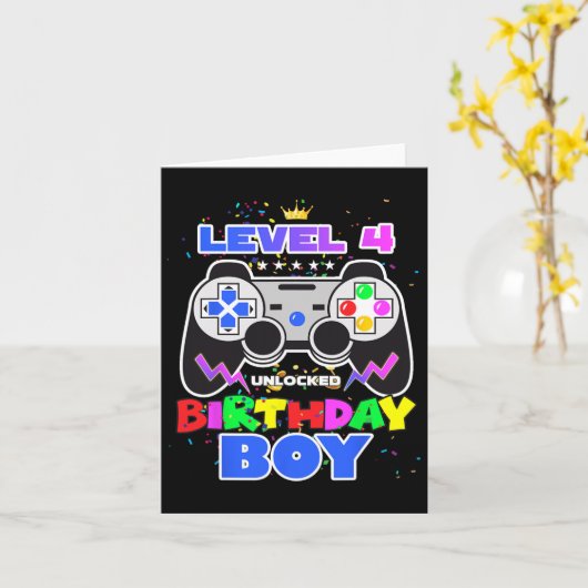 Carte Garçon niveau 4 jeu vidéo déverrouillé 4e jeu d'an (Fleur jaune)