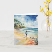 Carte Garçon par la mer Floride Aquarelle (Fleur jaune)