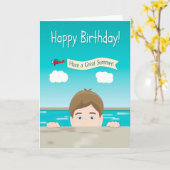 Carte Garçon Pékin d'une piscine pour Anniversaire (Fleur jaune)