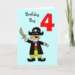Carte garçon pirate de 4 ans