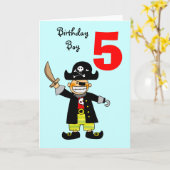 Carte garçon pirate de 5 ans (Fleur jaune)