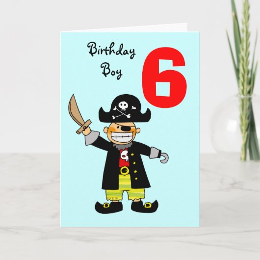Carte garçon pirate de 6 ans (Devant)