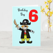 Carte garçon pirate de 6 ans (Fleur jaune)