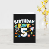 Carte Garçons 5e anniversaire Astronaut planètes spatial (Fleur jaune)