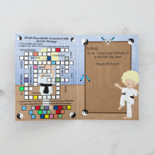 Carte Garçons Blonds Message Secret de Karaté Joyeux Ann
