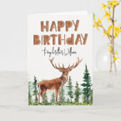 Carte Garçons de buck de la forêt "Joyeux Anniversaire"  (Fleur jaune)