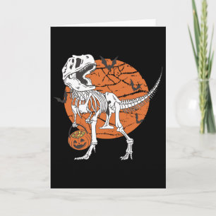 Carte Garçons d'Halloween Dinosaure Squelette T Rex Citr