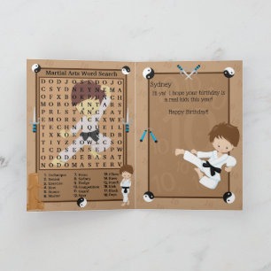 Carte Garçons fantastiques Karaté Recherche de mots Joye