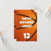 Carte garçons filles basket heureux anniversaire (Devant/Arrière en situation)