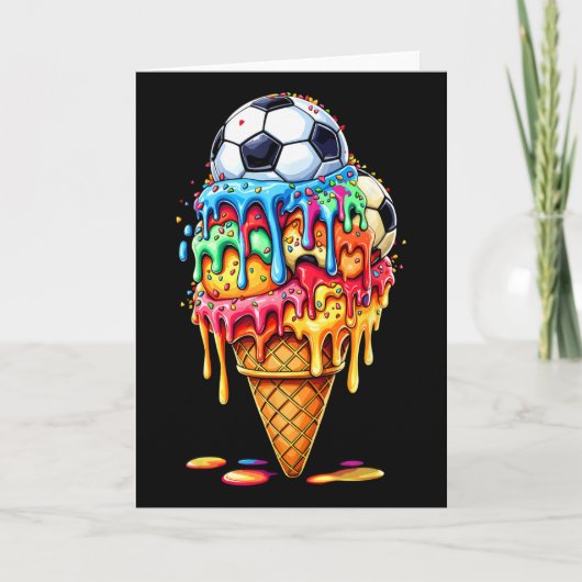 Carte Garçons Filles Soccer Drip Crème Glacée Drip Avec  (Devant)