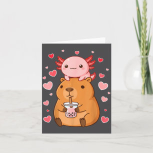 Carte Garçons Filles Thé à bulles Capybara Axolotl Migno