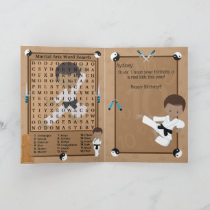 Carte Garçons marrons amusants Recherche de mots de kara