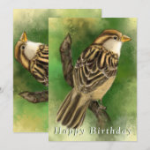 Carte Gard d'anniversaire du moineau mignon (Devant / Derrière)