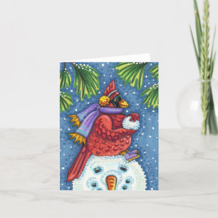 Carte GARDE CARDINAL SNOWMAN, NOËL REDBIRD Blank