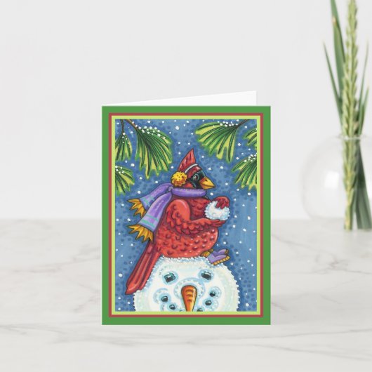 Carte GARDE CARDINAL SNOWMAN, NOËL REDBIRD Blank (Devant)