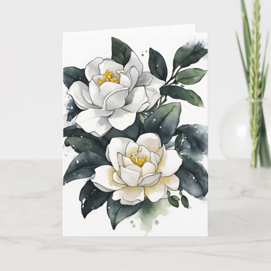 Carte Gardenia - Fleurs aquarelle (Devant)