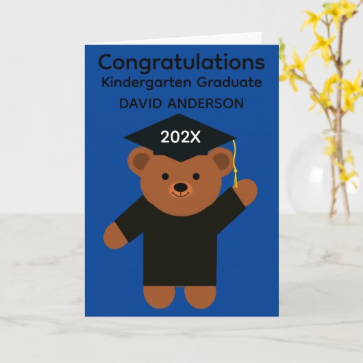 Carte Gardergarten Graduation Bear #2 Card (Fleur jaune)