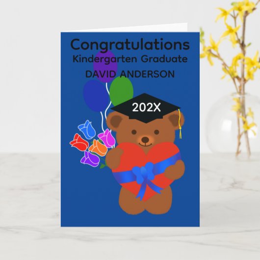 Carte Gardergarten Graduation Bear #3 Card (Fleur jaune)