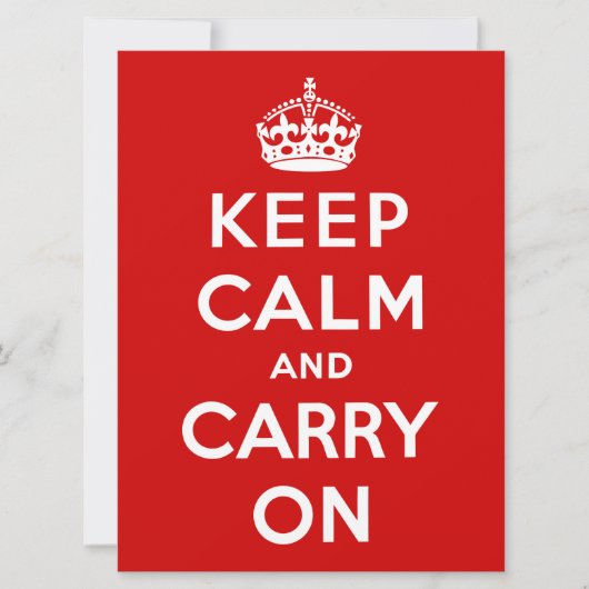 Carte Gardez le calme et continuez (conception rouge) (Devant)