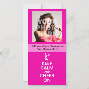 Carte Gardez le calme et la joie, rose Pom-pom girl