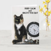 Carte Gardez Le Calme Profitez De La Journée Où Le Chat  (Fleur jaune)