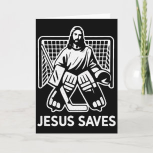 Carte Gardien de but de hockey Jésus sauve le chrétien H