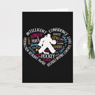 Carte Gardien de hockey féminin Amour Cœur Pour les adol