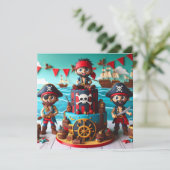 CARTE GÂTEAU ANNIVERSAIRE DE ENFANT AVEC THÈME PIRATES A (Debout devant)