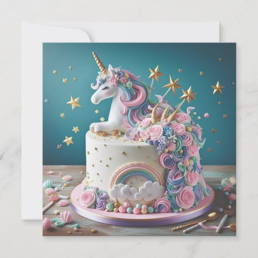 CARTE GÂTEAU ANNIVERSAIRE DE ENFANT DÉCORÉE ROSE & BLEU  (Devant)
