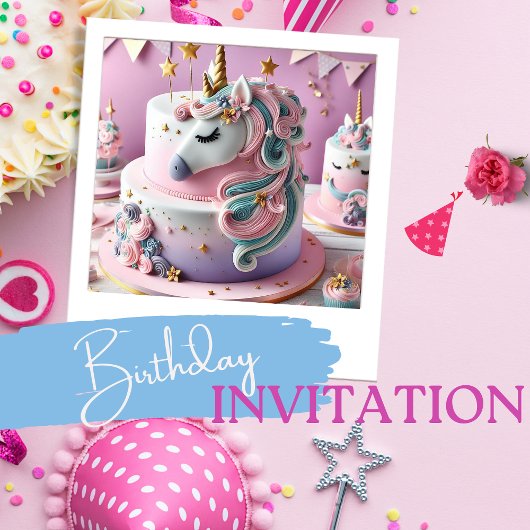 CARTE GÂTEAU ANNIVERSAIRE DE ENFANT DÉCORÉE UNICORN