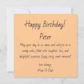 Carte Gâteau au Chocolat de Bonbons Personnalisé  (Dos)