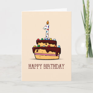 Carte Gâteau au Chocolat pour 1er Anniversaire avec Boug