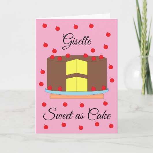 Carte Gâteau aux cerises : blanc rose (Devant)