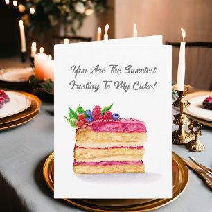 Carte Gâteau aux framboises à l'aquarelle Anniversaire F