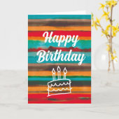 Carte Gâteau aux rayures colorées modernes (Fleur jaune)