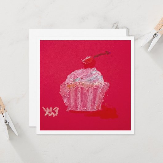 Carte Gâteau avec glaçage à la fraise (Devant/Arrière en situation)