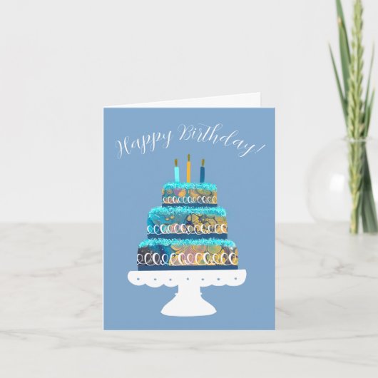 Carte Gâteau bleu "Joyeux anniversaire" (Devant)