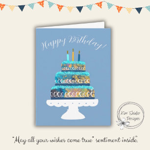 Carte Gâteau Bleu "Joyeux Anniversaire"