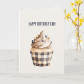 Carte Gâteau Bleu Or Crème Cupcake Anniversaire (Fleur jaune)