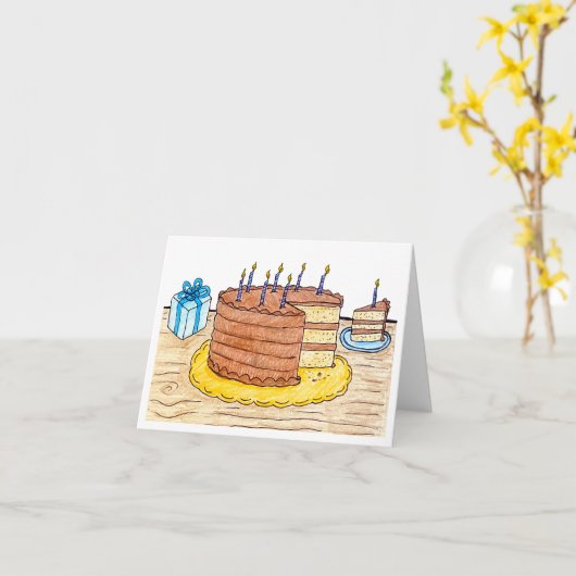 Carte Gâteau & bougies (Fleur jaune)