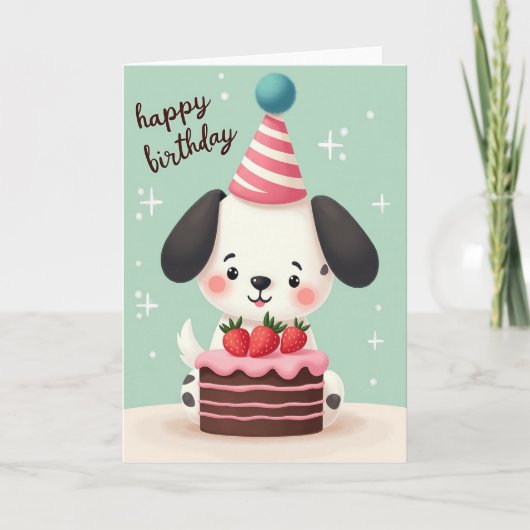 Carte Gâteau Chien Mignon (Devant)