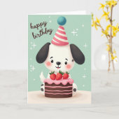 Carte Gâteau Chien Mignon (Fleur jaune)