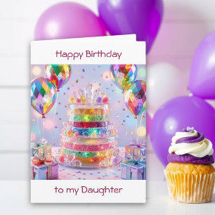 Carte Gâteau Cristallin Anniversaire de Fille